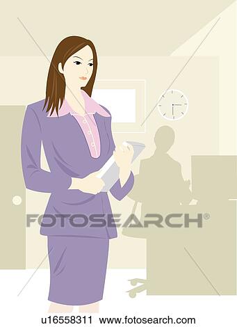 Female, Mature, Office, Smile, People, Confidence View Large Illustration Clip Art - Female, Mature, Office, Smile, People, Confidence. Fotosearch
