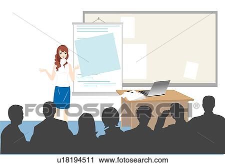 Clip Art - Lady, Office Lady, Men, Assembly Room, Women, Discussing. Fotosearch