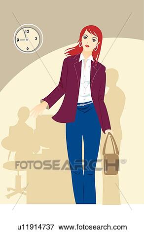 Stock Illustration - Office, Confidence, People, Smile, Woman, Office Lady. Fotosearch