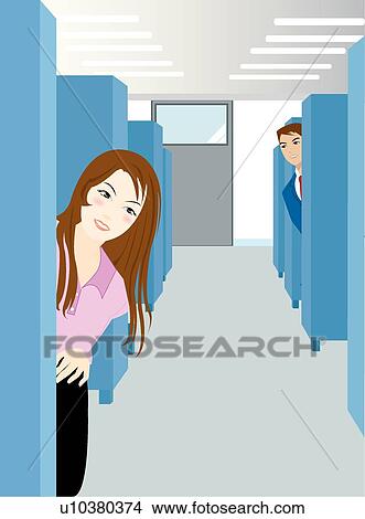 Stock Illustration - OL, Women, Male, Work, Office. Fotosearch