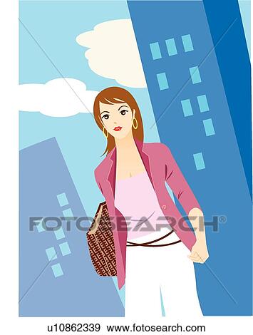 Stock Illustration - People, Female, Woman, Work, OL. Fotosearch