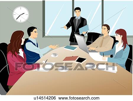 Stock Illustration - Presentation, Coworkers, Male, Lady, OL, Office Lady, Work. Fotosearch