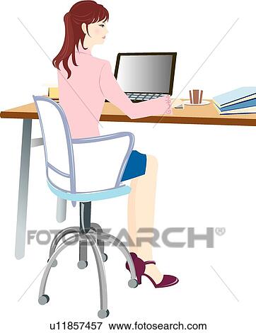 Stock Illustration - Smile, Female, OL, People, Office Lady, Busy. Fotosearch