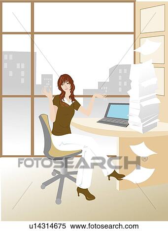 Stock Illustration - Smile, Work, Business, Office, People, Female. Fotosearch