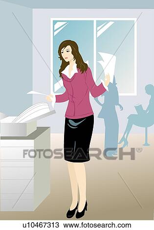 Drawing - Work, Women, People, Confidence, OL, Busy. Fotosearch