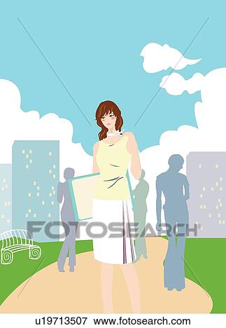 Stock Illustration - Female, Health, Gracful, Healthy, Outdoor, Fresh, Woman. Fotosearch