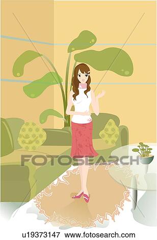 Stock Illustration - Girl, Pretty, Leisure Life, Girls, Smiling, Health, People. Fotosearch