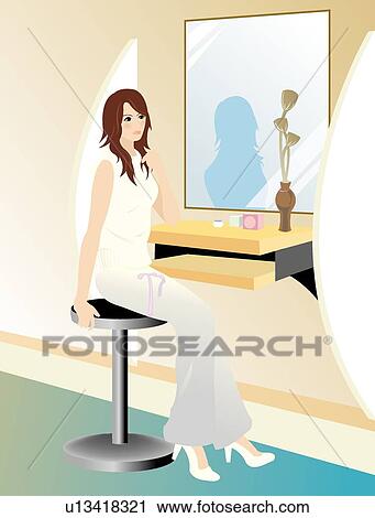 Clip Art - Gracful, Sweety, Beautiful, Woman, Girls, Girl, Leisure Life. Fotosearch