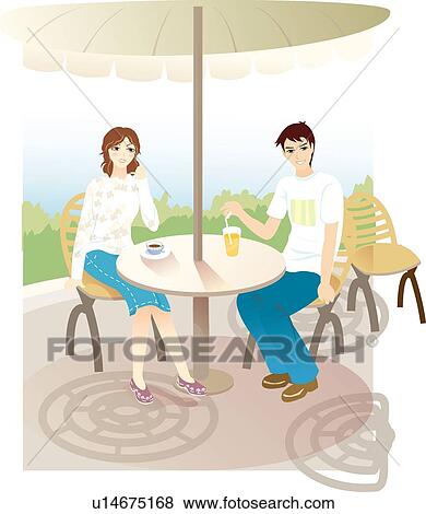 Stock Illustration - Men, Pretty, Smiling, Girls, Woman, Healthy, People. Fotosearch
