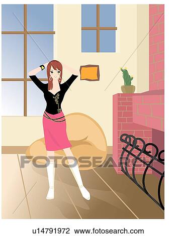 Sweety, Fresh, Smiling, Girl, Lifestyle View Large Illustration Drawing - Sweety, Fresh, Smiling, Girl, Lifestyle. Fotosearch