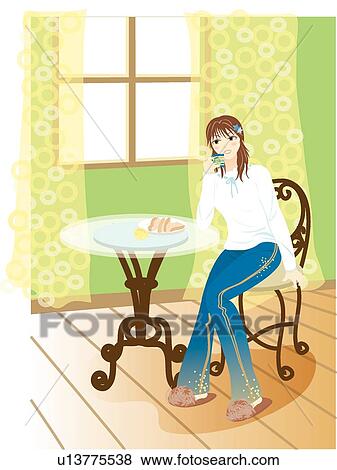 Stock Illustration - Sweety, Pretty, Leisure Life, Lifestyle, Woman, Smiling, Girl. Fotosearch
