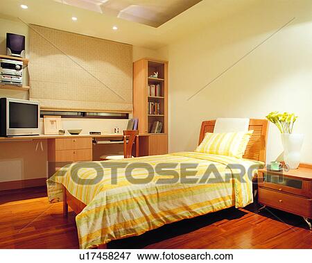 indoor, bed, lifestyle, space, interior decoration, table, life View Large Photo Image Stock Photo - indoor, bed, lifestyle, space, interior decoration, table, life. Fotosearch