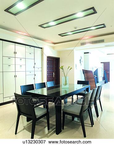 Stock Photo - interior decoration, life, lifestyle, architecture, interior art, furniture, dining room. Fotosearch