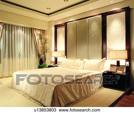 Stock Image - lifestyle, wood floor, interior decoration, architecture, life, interior art, bedroom. Fotosearch