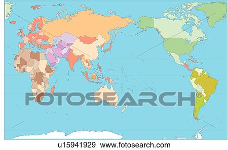 赤道 線 大陸 世界 地図 イラスト 国 海 イラスト U15941929