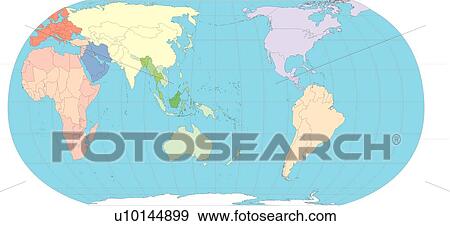Stock Illustration - country, world, globe, countries, land, Map, sea. Fotosearch