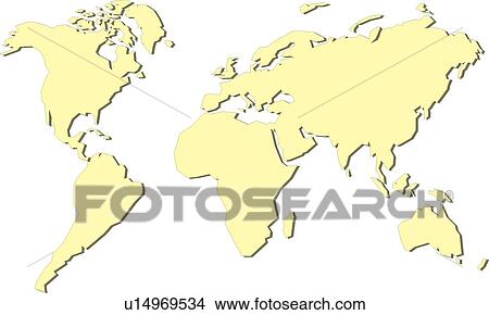 Stock Illustration - globe, equatorial line, sea, world, World Map, country, Map. Fotosearch