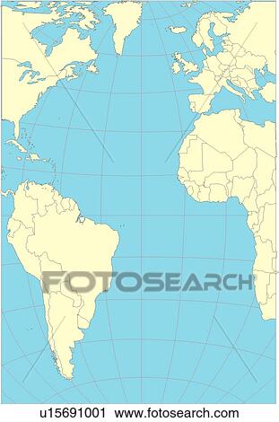 Clip Art - globe, World Map, illustration, world, countries, country, sea. Fotosearch