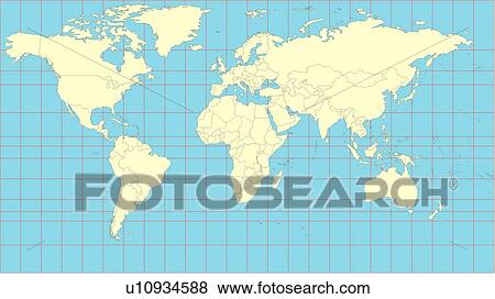 Stock Illustration - sea, world, Map, World Map, globe, continents, land. Fotosearch