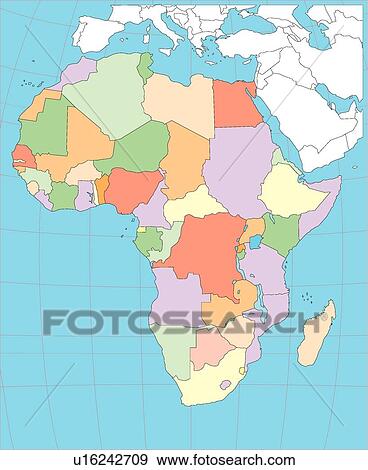 Stock Illustration - World Map, continents, globe, illustration, world, equatorial line, country. Fotosearch