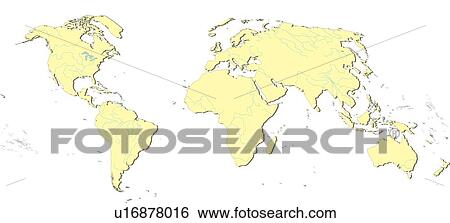 World Map, sea, countries, land, illustration, country, equatorial line View Large Illustration Stock Illustration - World Map, sea, countries, land, illustration, country, equatorial line. Fotosearch