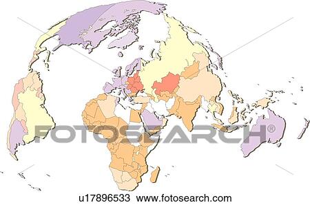 World Map, sea, country, countries, world, globe, Map View Large Illustration Drawing - World Map, sea, country, countries, world, globe, Map. Fotosearch