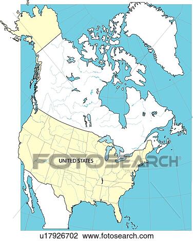 Drawing - Map, land, globe, illustration, continents, United States, America. Fotosearch