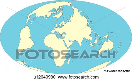 Clipart - Map, sea, continents, equatorial line, land, country, illustration. Fotosearch