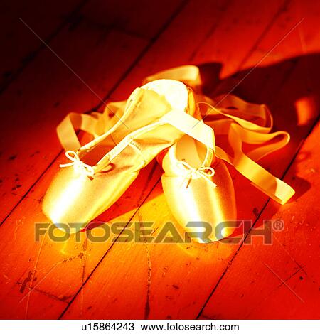Stock Image - Dancer, Dancing Shoes, Ballet Slipper, Performance, Floor, Dance, Ballet. Fotosearch