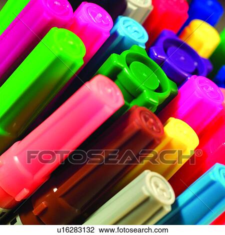 Stock Image - Pastel, Red, Design, Creation, Light Blue, Green, Painting. Fotosearch