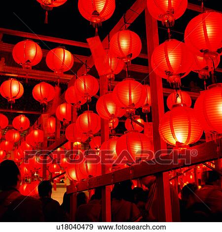Stock Photo - Taoism, People, Humans, Lanterns, Belief, Human, Lantern. Fotosearch