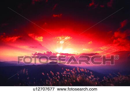 Clouds, Plants, Landscape, Bluesterm, Mountains, Nature, Sunrising View Large Photo Image Stock Photo - Clouds, Plants, Landscape, Bluesterm, Mountains, Nature, Sunrising. Fotosearch