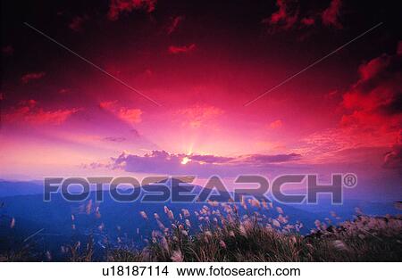 Picture - Countryside, Mountains, Cloud, Plant, Champaign, Sunset, Nature. Fotosearch