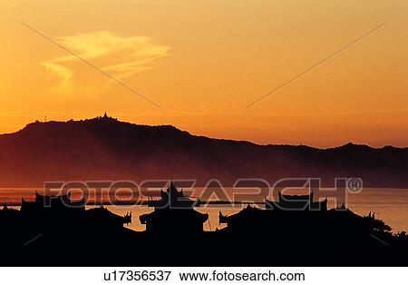 Stock Photo - Pool, Communities, Natural landscape, Pools, Lake, Countryside, Houses. Fotosearch