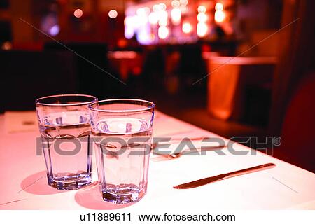 Stock Image - Restaurants, Table, Tablewares, Space Design, Interior Decoration, Living. Fotosearch