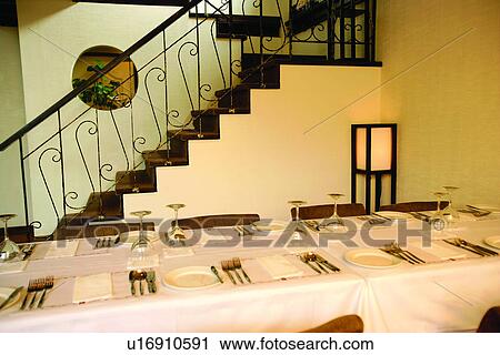 Stock Image - Table, Life, Living, Restaurants, Chairs, Space Design. Fotosearch