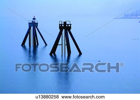 Stock Photo - River, US & Euro Landscape, Buildings, Bridge, Constructions, Construction, Rivers. Fotosearch