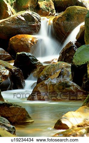 Landscape, Waterfall, Mossy, Stones, Nature, Waterscape View Large Photo Image Picture - Landscape, Waterfall, Mossy, Stones, Nature, Waterscape. Fotosearch