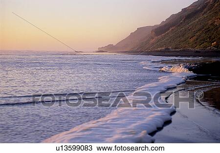 Stock Image - Scenery, Waterscape, Landscape, Scene, Rock, Coast, Surf. Fotosearch