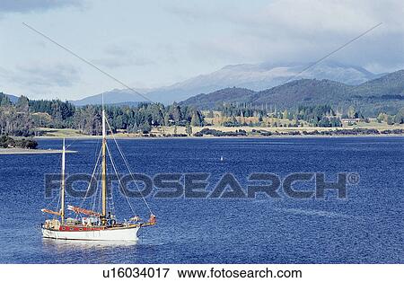 Stock Photo - Sea, Boat, Landscape, Mountain, Lifeful, Coast, Water. Fotosearch