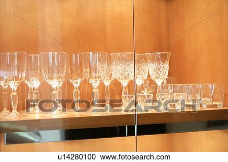 Stock Image - Decoration, Containers, Living room, Cup, Cupboards, Cupboard. Fotosearch