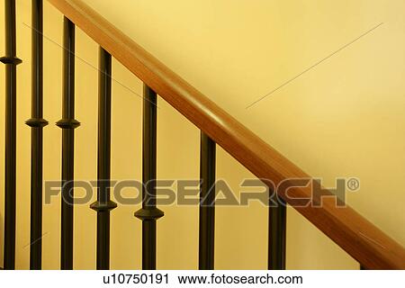 Stock Image - Hand rail, Interior Art 2, Hand rails, Stair, Staircase, Living room. Fotosearch