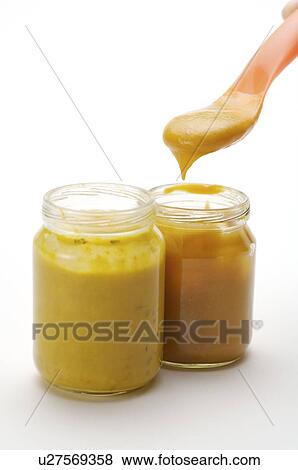 Opened cans of baby food View Large Photo Image Stock Photo - Opened cans of baby food. Fotosearch
