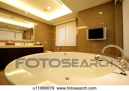 Decoration, Bathrooms, Curtains, Tub, Tabs, Mirror View Large Photo Image Stock Photo - Decoration, Bathrooms, Curtains, Tub, Tabs, Mirror. Fotosearch