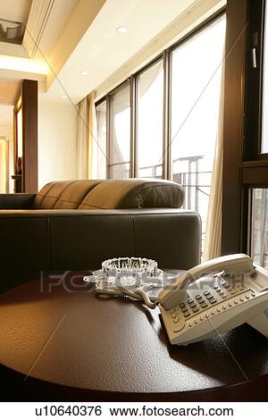 Stock Photograph - Interior-Living Space 2, Sofa, Living room, Ashtrays, Tables, Sofas. Fotosearch