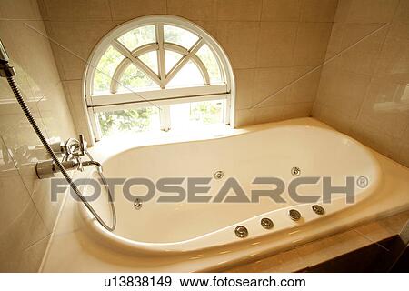 Stock Photo - Tab, Restroom, Decoration, Interior-Living Space 2, Taking a shower, Tub. Fotosearch