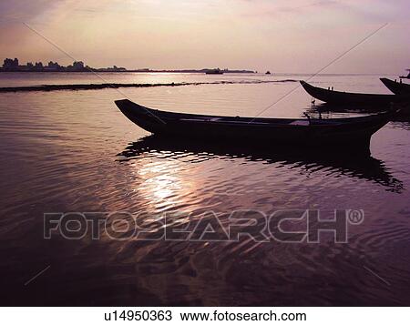 Stock Image - Boat, Artificial landscape, Sea, Taiwan Snapshots, Sunset, Taiwan, Boats. Fotosearch