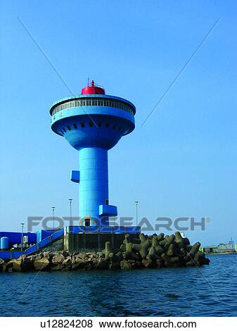Stock Photo - Keelung Harbor, Port, Taiwan, Sea, Artificial landscape, Keelung, Docks. Fotosearch