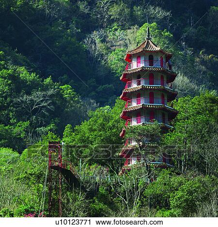 Stock Image - Formosa, Towers, Tower, Buildings, Natural landscape, Tianshiang, Taroko National Park. Fotosearch