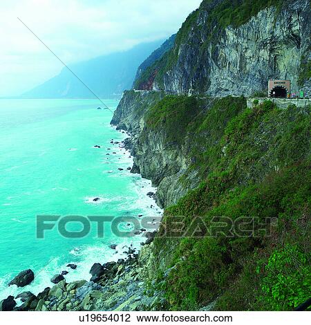 Stock Image - Seas, Mountains, Formosa, Oceans, Taiwan Sceneries 2, Sea, Artificial landscape. Fotosearch